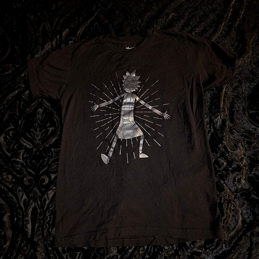 Small Rick and Morty holographic shirt of Rick Sanchez